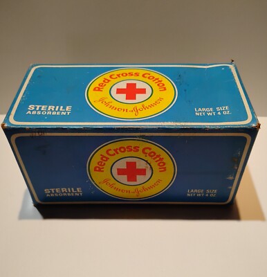 Vintage Johnson & Johnson, Red Cross Sterile Cotton with original box