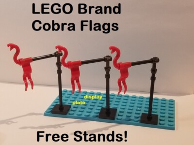 LEGO Snake Head Flags LOT OF 3 RED Cobra Ninjago Castle Knights Grand Entrance