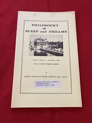Sadhu Balwant Singh Grewal Philosophy Of Sleep And Dreams Brochure