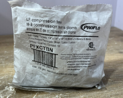 ( 10 pack ) ProFlo Compression Tee Brass 1/4'' x 1/4'' x 1/4'' PFXCTBN