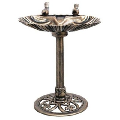 Alpine Corp TIZ122 13 Dia. x 30 H in. Bronze Antique Shell Bird Bath