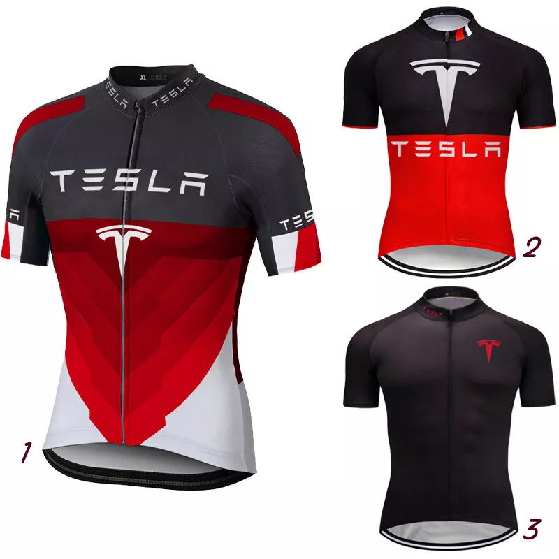 Cycling Jersey Bike 2024 Short Sleeve Tesla Auto Clothes Bib Road Ride  Shirt