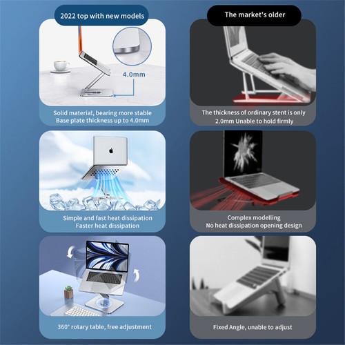 Laptop Stand Ergonomic Portable Adjustable Height Laptop Holder 360° Rotatable - 第 10/14 張圖片