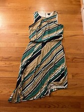 Free Shipping - ANN TAYLOR Size S Black & Green & Brown Sleeveless Dress
