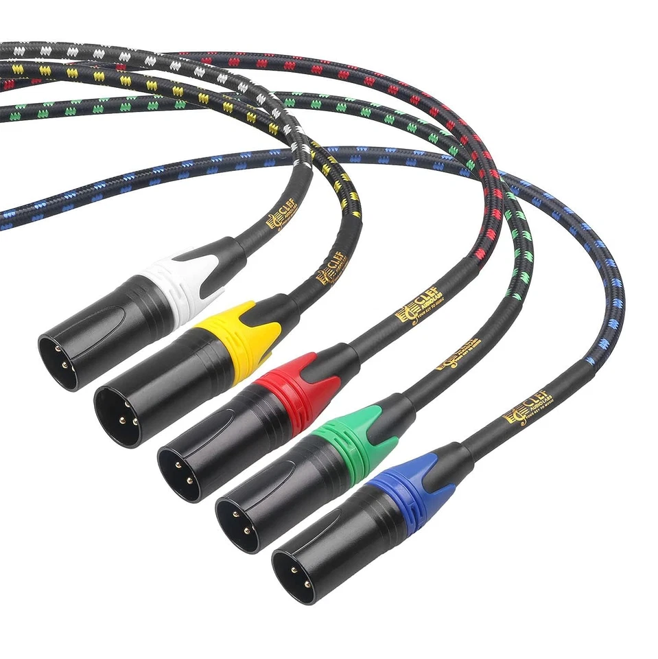 Clef Audio Labs XLR Male to XLR Female,Shell/5 Color Braided -1FT- 5PK - Image 3 of 4