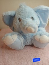 Aurora Baby Blue Elephant Soft Plush Lovey Satin Stuffed Animal Toy 9' inc