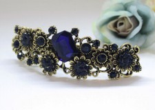New fashion antique tone blue color Austrian crystal metal flower hair clip