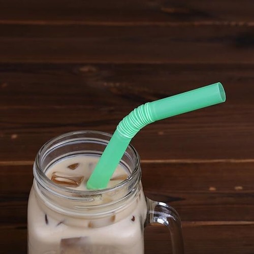 Jumbo Flexible Smoothie Plastic Straws, 100 Pcs Assorted Colors Large Bendable - Picture 3 of 4
