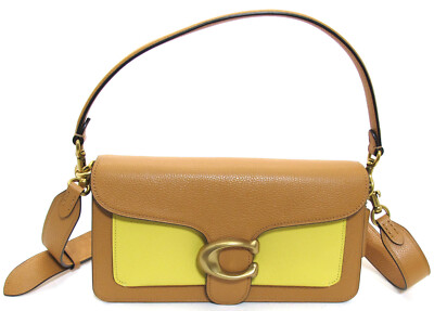 NEW Authentic COACH Color Block TABBY Leather Crossbody Shoulder Natural/Yellow