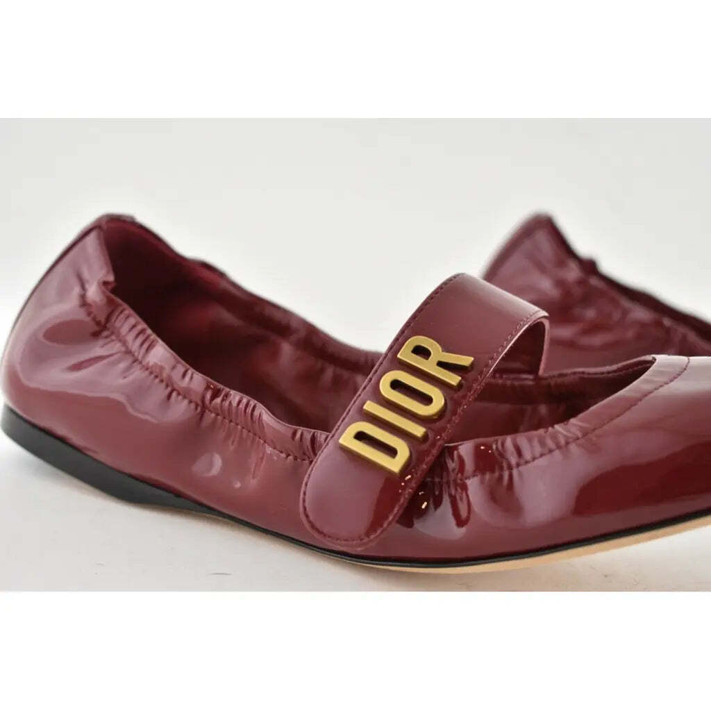 Dior Baby D Scarlet Red Patent Leather Logo Mary Jane Ballet