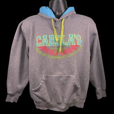 Cabela's Embroidered Gray Pullover Sweatshirt Hoodie Size Medium Regular