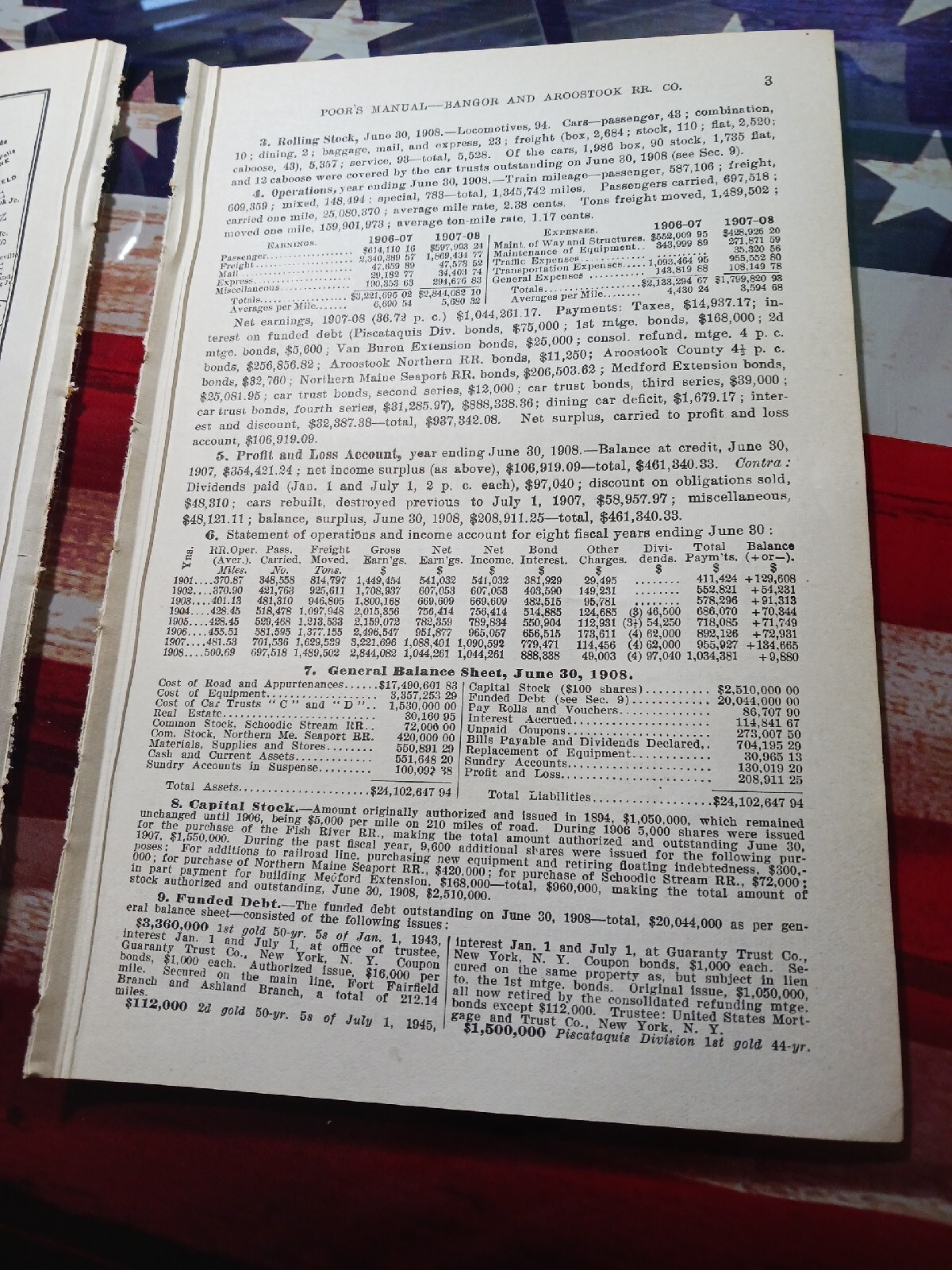 1909 train map BANGOR & AROOSTOOK RAILROAD Brownville Fort Kent Maine
