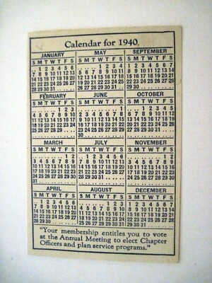 1940 Calendar 