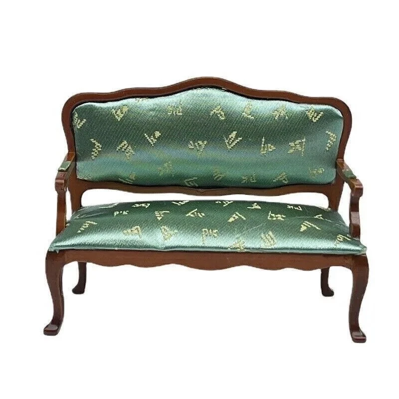 1:12 Casa de Muñecas Modelo Salón Tela Verde Sofá y Sillas Juego Tres Piezas Nuevo Foto 3 de 4