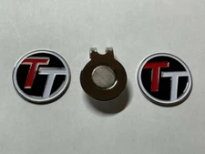 (2) Rare Fine Quality 1" Flat Coin Style Golf Markers With Bonus Hat Clip 