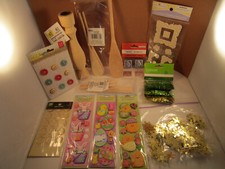Mixed Lot of Craft Supplies Darice Wooden Spoons Celebrate It Stickers Scrapbook