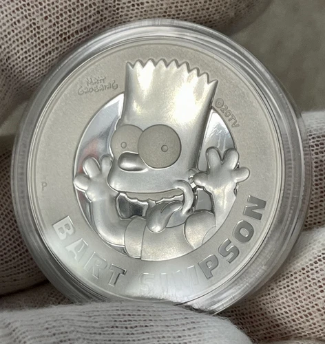 2022 Tuvalu Bart Simpson 2 oz Silver Proof High Relief Coin
