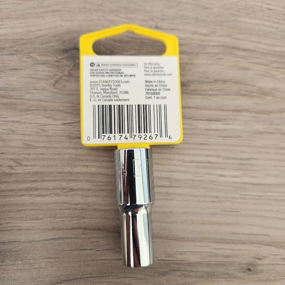 Stanley 3/8" Drive MM 6 Point 9mm Deep Well Socket Lifetime Warranty - Image 2 of 2