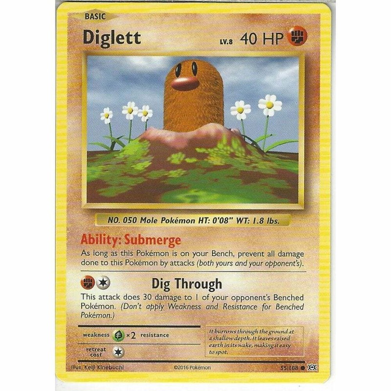 55/108 Diglett Common: Pokemon Trading Card Game XY-12 Evolutions