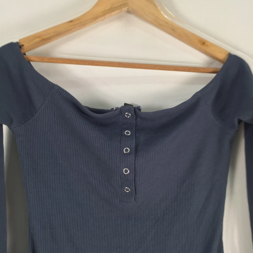 Missguided womens bodysuit size 12 navy blue long sleeve 091865 - image 2 of 4