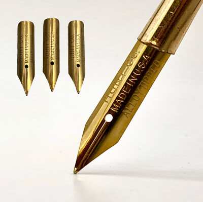x3 Hunt Co Fountain Pen Nibs 745 F Alloy Tipped Gold Plated Vintage NOS Size 2