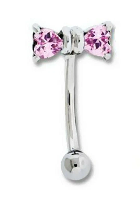 16 克 5/16 英寸可爱宝石蝴蝶结弯曲杠铃曲线眉耳 Daith Rook 戒指 1 件 — 第 4/4 张图片