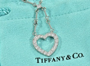 Tiffany Co Platinum Diamond Heart Drop Pendant Necklace Wire Chain Hardwear Ebay