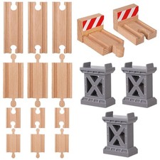 17 Pcs Wooden Train Track Connectors Adapters Set Male Male Female Female Most