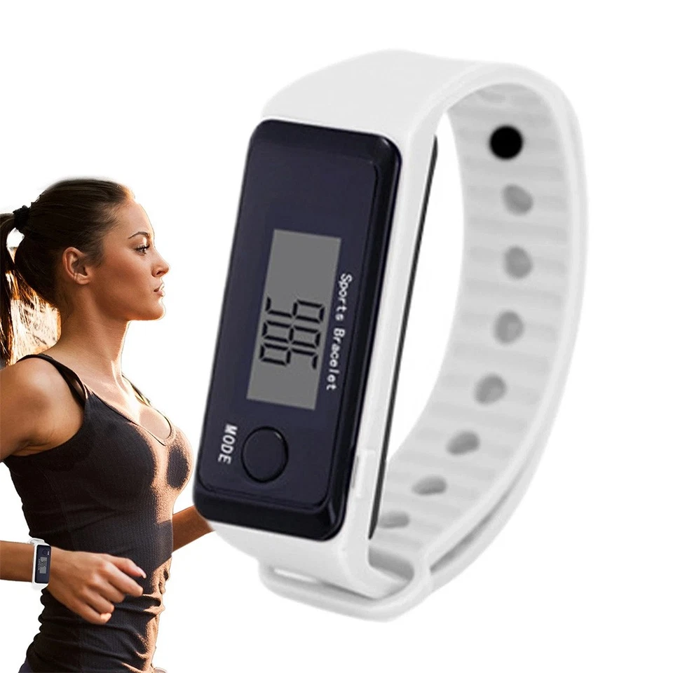 Digital LCD Podómetro Correr Paso Caminar Distancia Contador de Calorías Reloj Pulsera Foto 2 de 4
