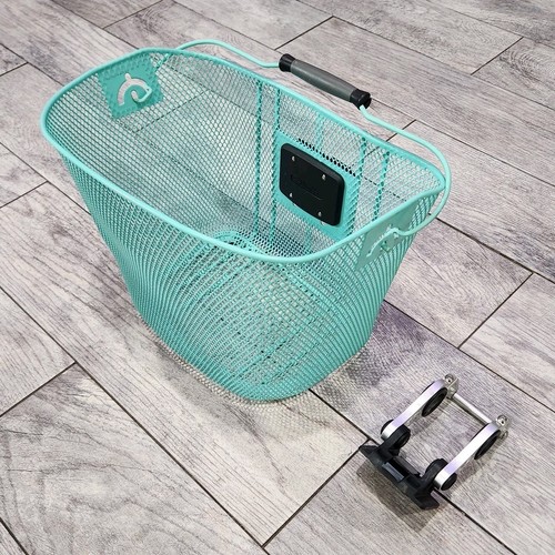 Electra Bike Bicycle Metal Basket Turquoise Green with Handle And Metal Bracket 