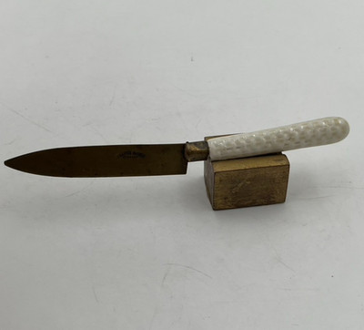 VTG Uchatius Bronce Knife Pattern White Porcelain Bronze Charcuterie Knife 6''