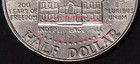 1976D Bicentennial Kennedy Half Dollar ERROR -- "Struck through grease" — photo 1