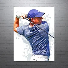 Rory McIlroy Swing Golf Sports Print, Man Cave