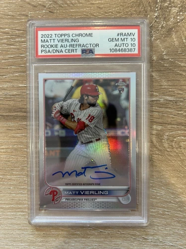 2022 Topps Chrome Matt Vierling Auto Refractor Rookie /499 PSA MINT 10 AUTO 10