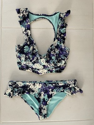 Adore Me Swim Women 32DD/S Bikini Swimsuit Floral Ruffled Beach Summer