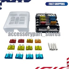 6Way Car Boot Power Distribution 12/24V Blade Fuse Holder Box Block Panel Board