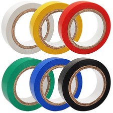 Colored Electrical Tape, 6 Rolls Red, Black, Yellow, Blue, White, Green