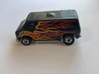 Vintage Mattel Hot Wheels 1974 Black Super Van w/Flames Hong Kong HK