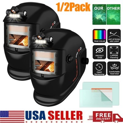 1/2Pack True Color Solar Auto-Darkening Welding Helmet - TIG, MIG, ARC Welding
