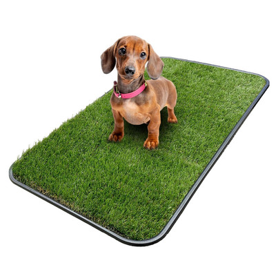 Artificial Grass Puppy Potty Training Pad with Tray, 15'' X 30'' Reusable Pee Pad