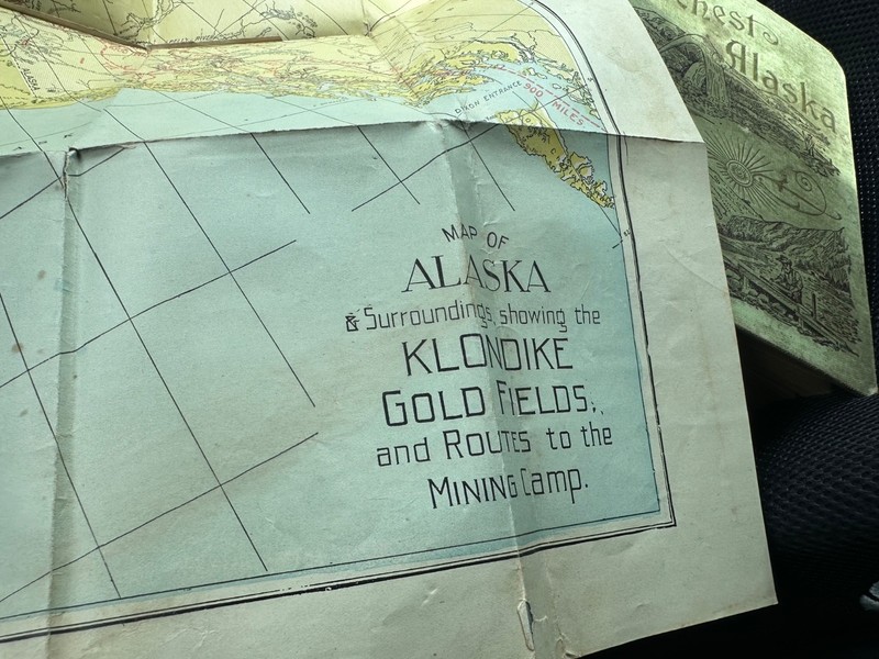 Old Antique Map of Alaska & Surroundings Showing the Klondike Gold Fields ~ 1898