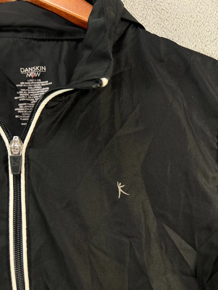 DANSKIN женщин большой черный ветровка куртка с капюшоном молнии легкий упаковываемый - Изображение 2 из 4