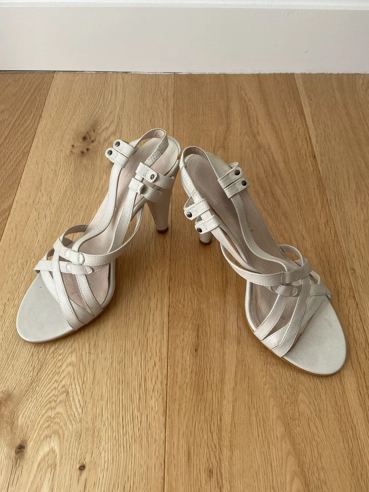 *Genuine* Diesel Leather Strappy Sandals Heels Off White Cream UK4.5 Eur38 Women - Image 2 of 4