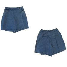 Vintage Van Heusen Denim Wrap Skort Size 12  90s High Waist Skirt Shorts