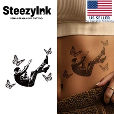 SteezyInk temporary tattoo Butterfly Descent last upto 2 weeks 6.5 x 6.5 inch