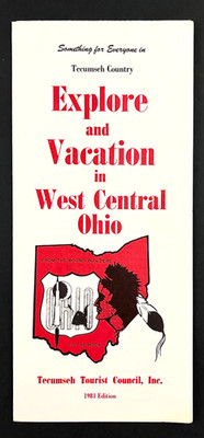 1981 West Central Ohio Explore Vacation Tourist Tecumseh Co Map Vintage Brochure