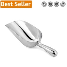 Stylish 24 oz Aluminum Ice and Flour Scoop with Comfortable Grip - Silver Finish