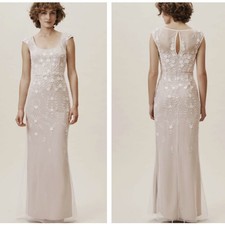 BHLDN x ANTHROPOLOGIE Venice Dress Floral Beaded Illusion Gown Sz 16 NWT {3S23}