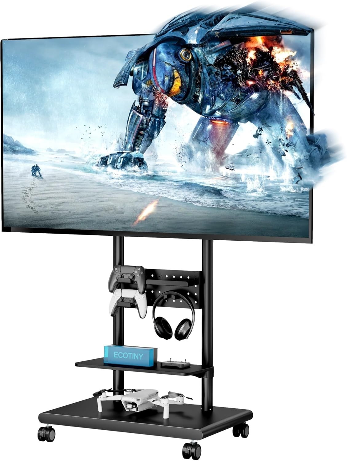 With Versatile Storage Pegboard For 37-75 Inch Tvs