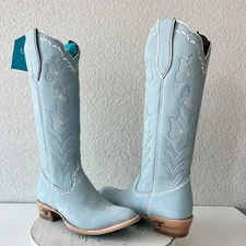 Lane SWEET MEMORIES Knee High Womens Cowboy Boots 7.5 Light Blue Cowgirl Western